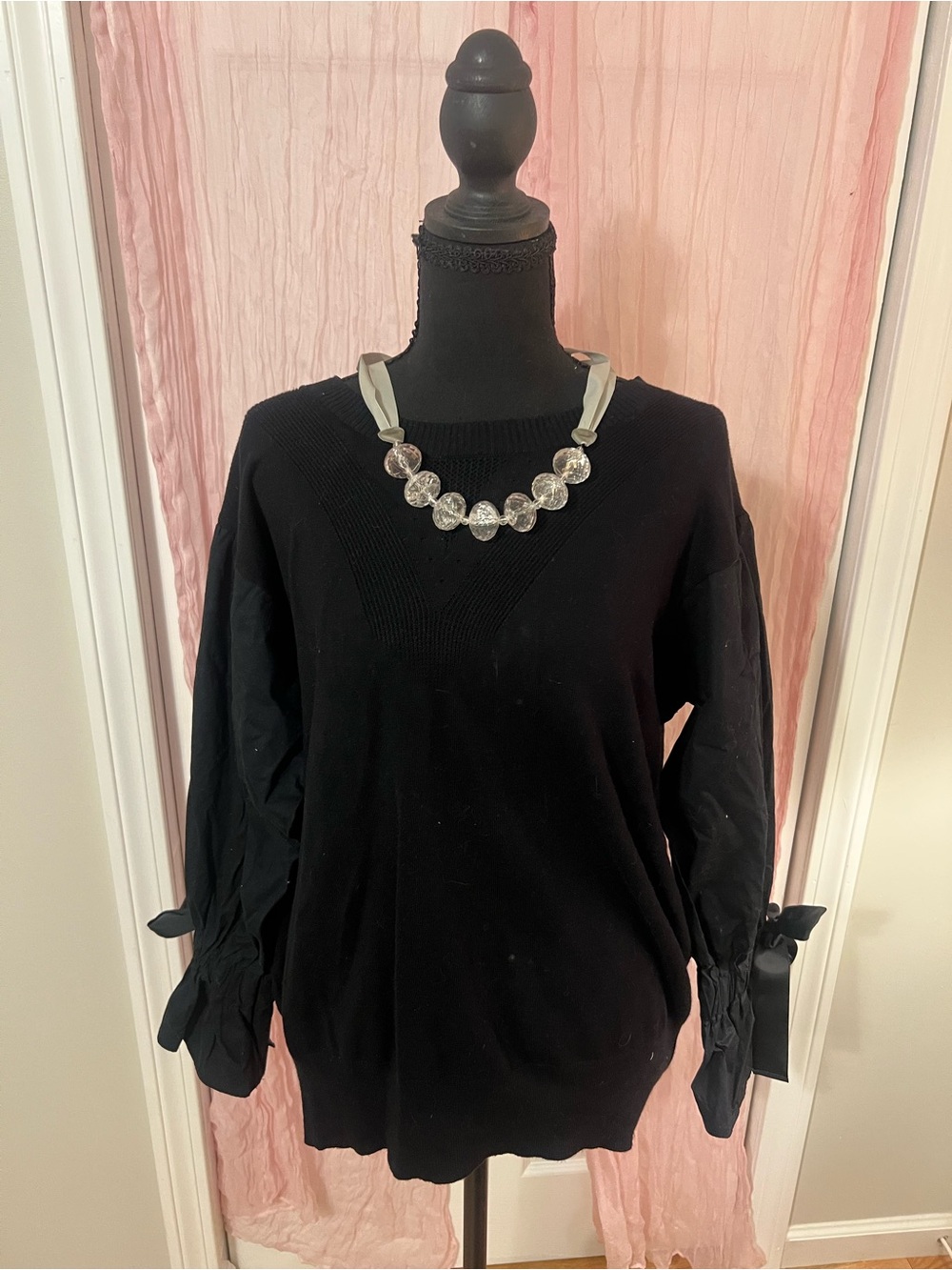 Lane Bryant Black Bow-Sleeve Knit Sweater